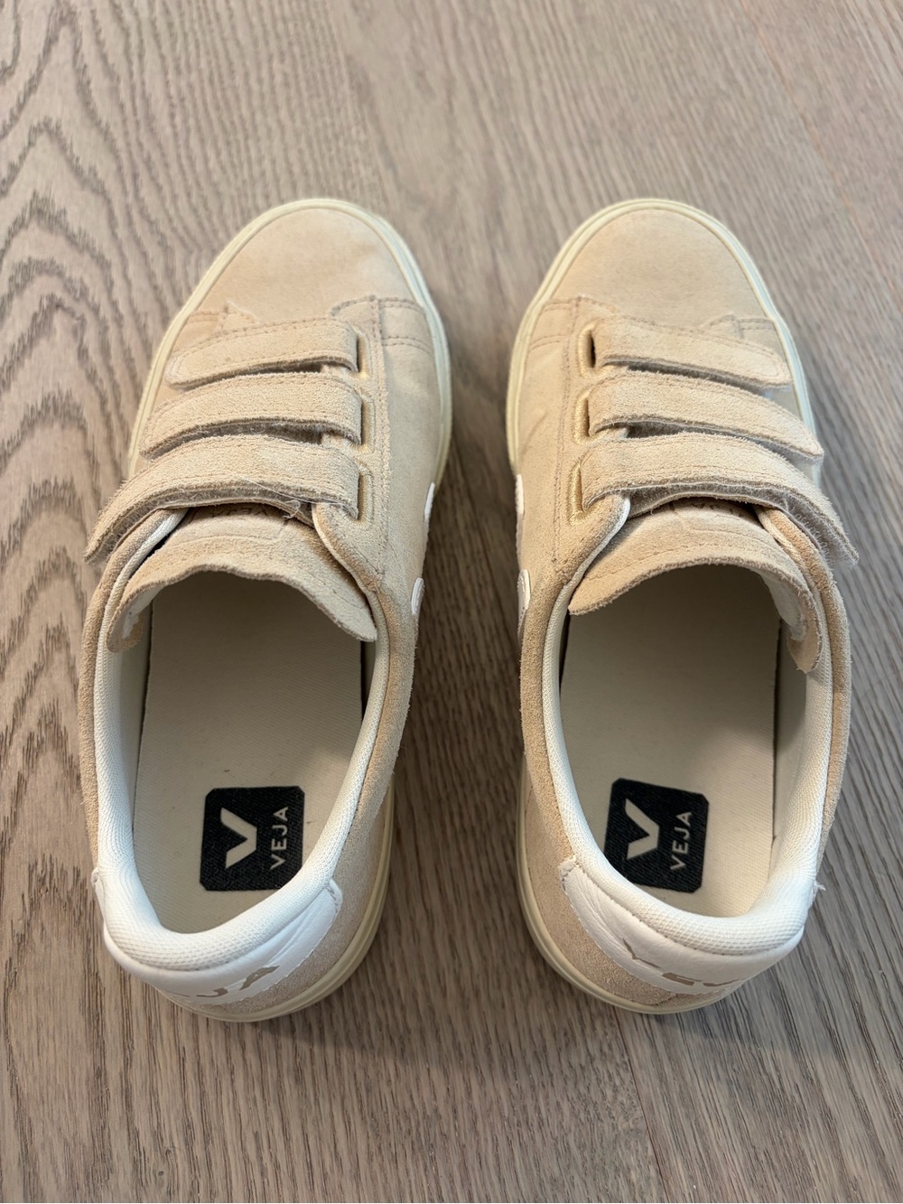 Veja Beige Suede Velcro Sneakers